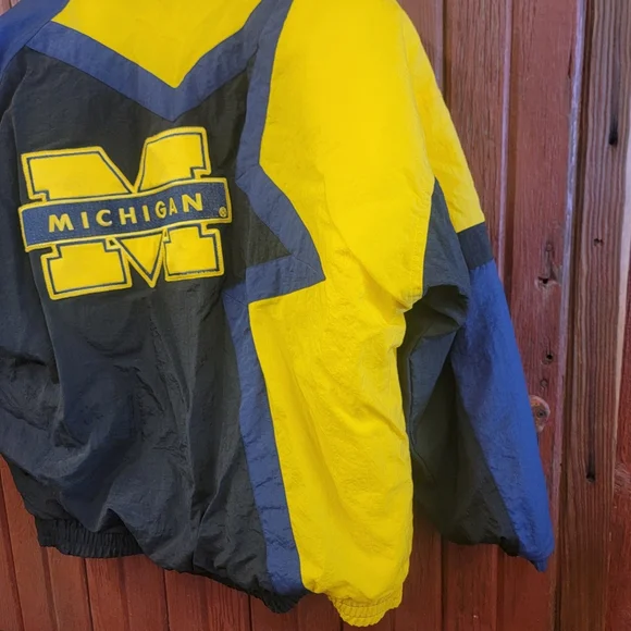 Apex University of Michigan Puffer Jacket Blue Yellow Size L Vintage 90s NCAA - Picture 8 of 11